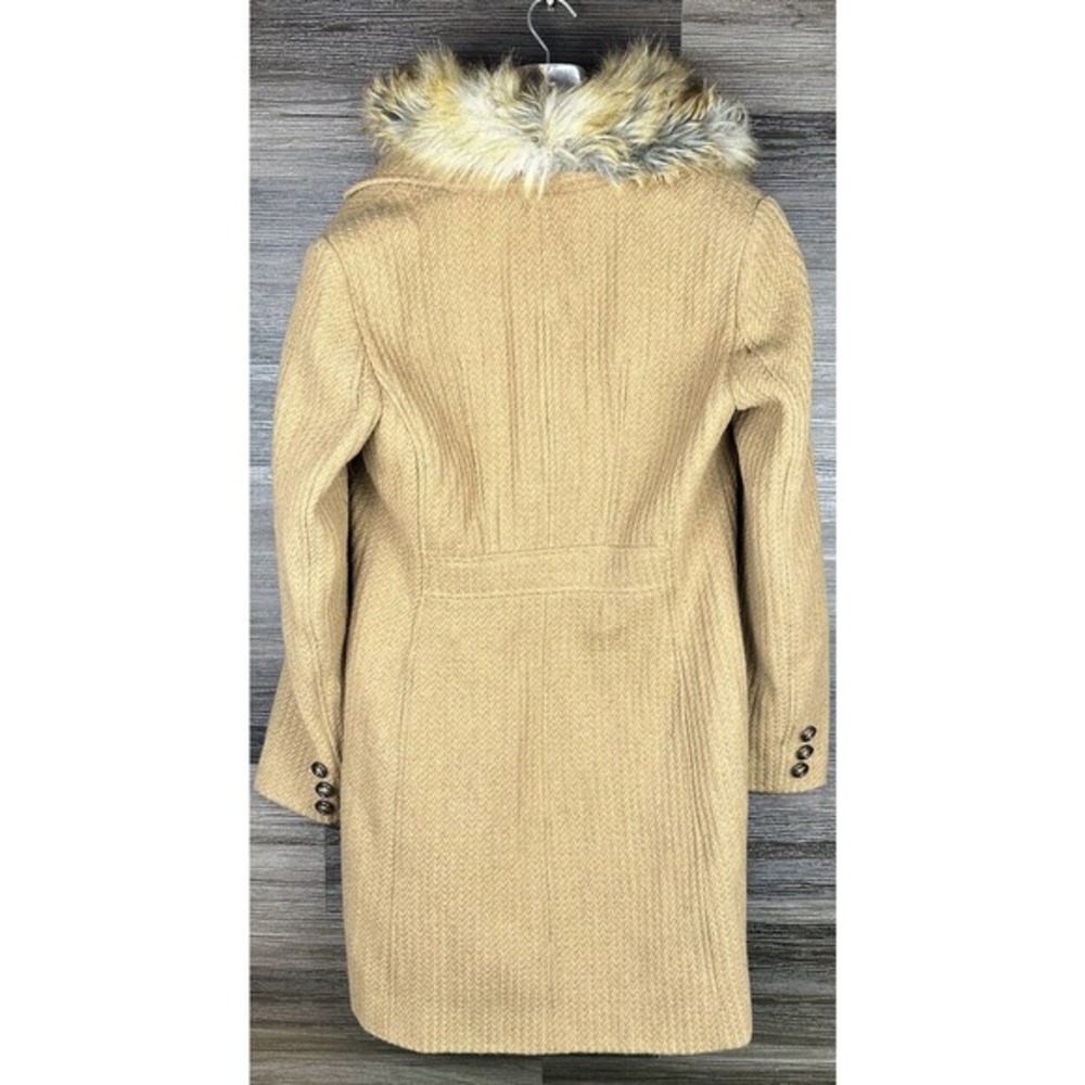 LIZ CLAIBORNE Ladies Coat Wool Blend Faux Fur Collar Size Medium - Picture 2 of 7